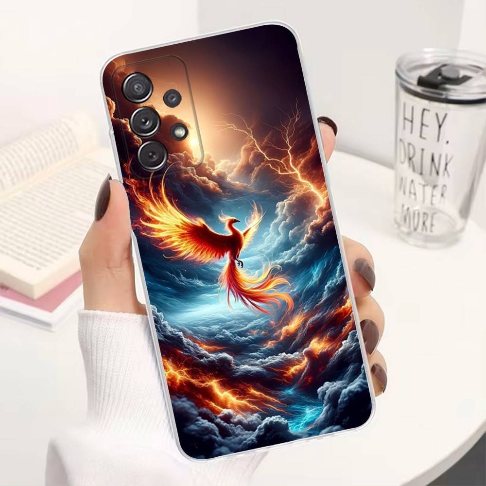 Cool Phoenix For Samsung A51,30,71,S9,Ultra,Lite,S23,20,FE,22,21,PIus,10,Transparent, Silicone Case