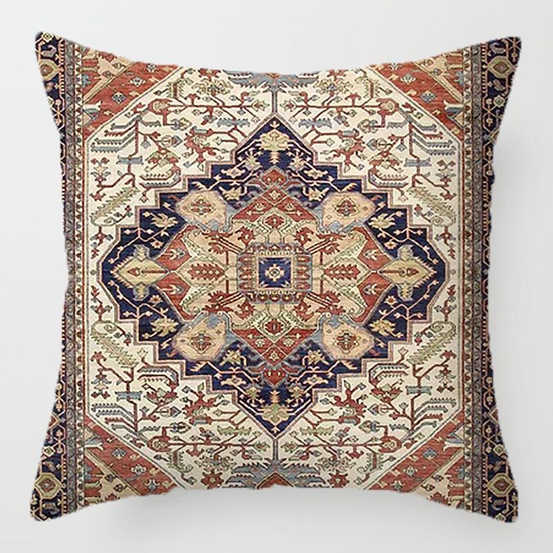 Bohemian ethnic style throw pillow retro printing sofa bed home decoration cushion short velvet pillow