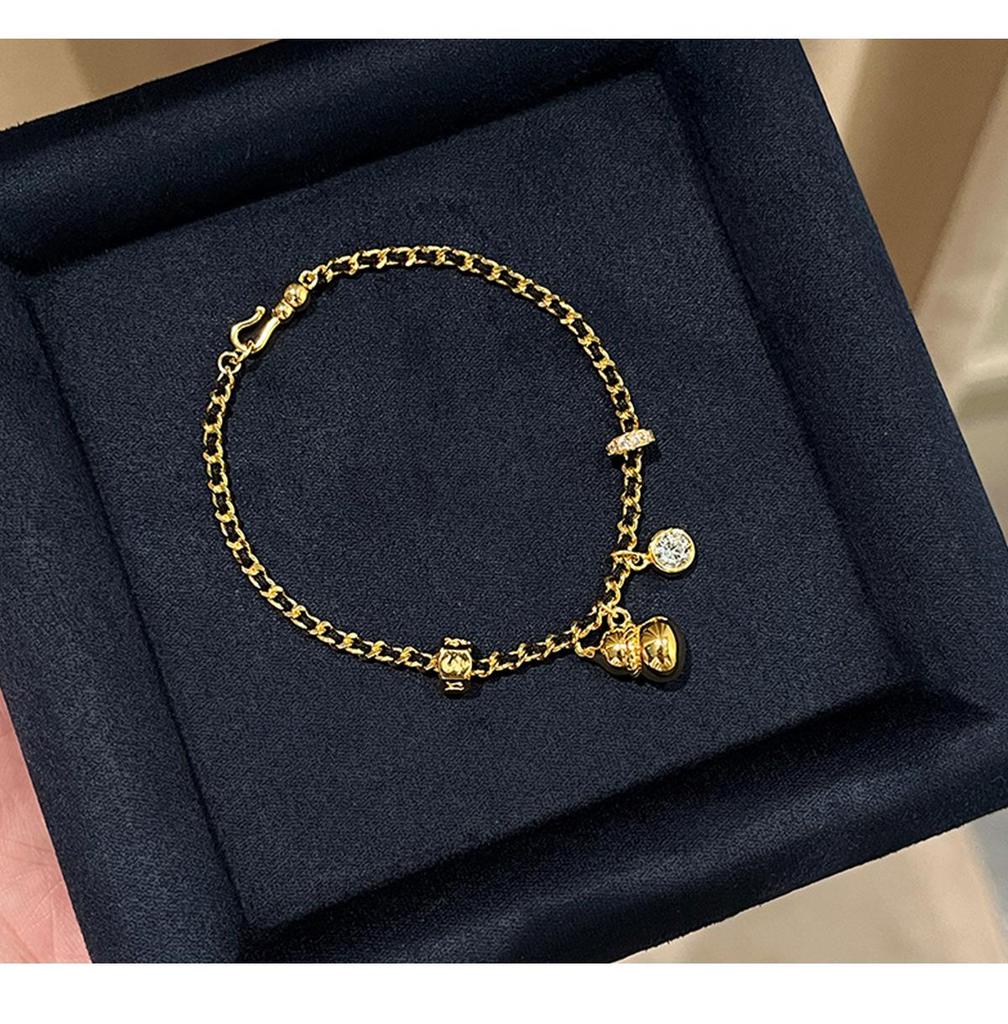 Elegant Chinese Gourd Black Rope Bracelet: Women's Luxury Red Rope Hand Jewelry