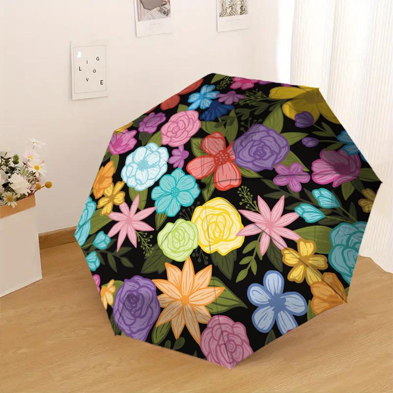 1pc flowers pattern Pattern Umbrella  Automatic Opening and Closing Umbrella, High quality Umbrella, Ideal Gift for Her 163
