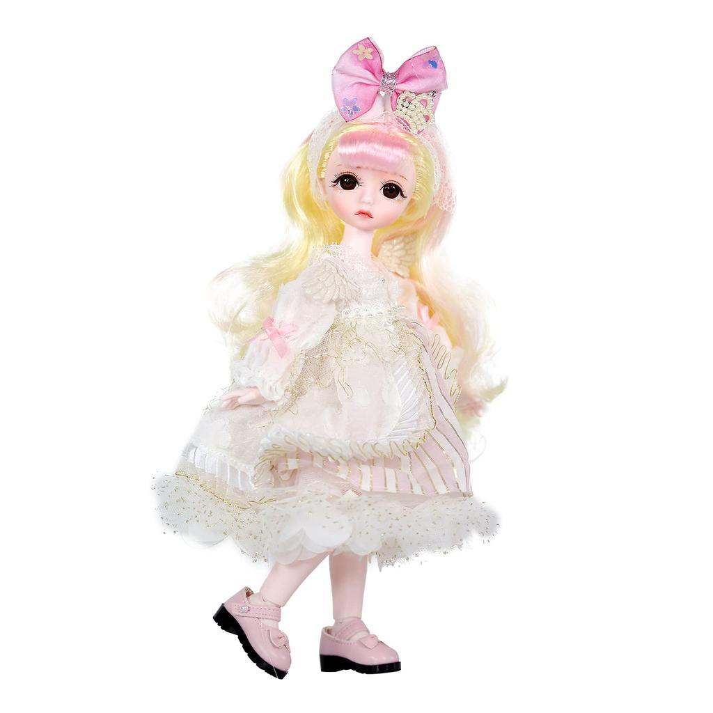 ICY Fortune Days 1/6 28cm BJD Doll, 28 Spherical Jointed Doll with Full Set of Clothes and Shoes, Best Gift for Girls 6+ (White Angel)