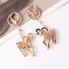 Animal Design Goat Sheep Rhinestone Keychain Shiny Crystal Alloy Key Ring Lovely Bag Pendant for Car Key Schoolbag Decor