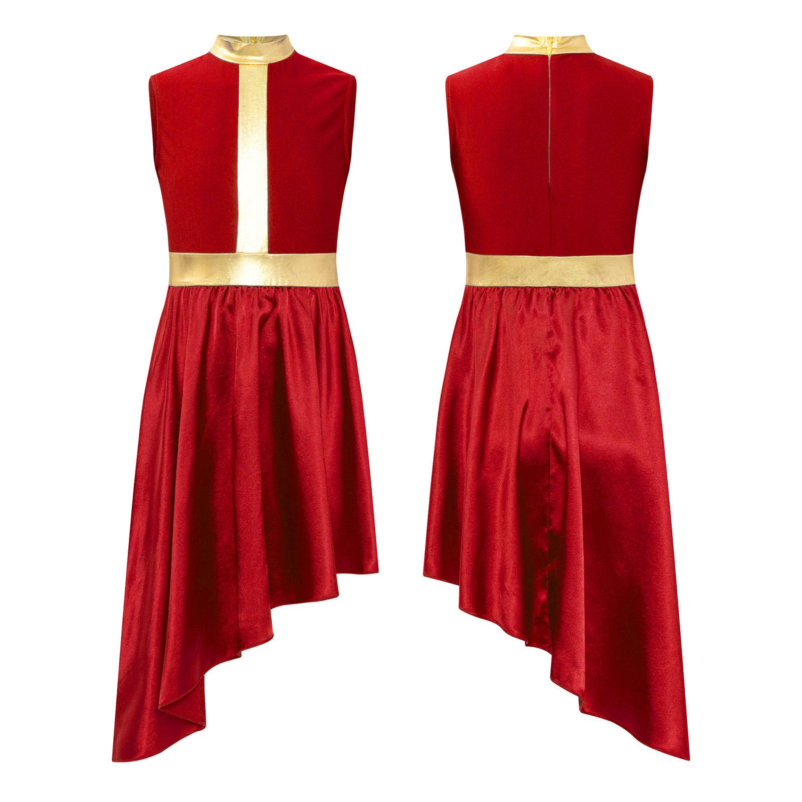 

Діти Дівчата Color Block Praise Літургійний ліричний танцювальний одяг Церковний літургійний костюм для поклоніння Туніка Сукня для ліричного танцю