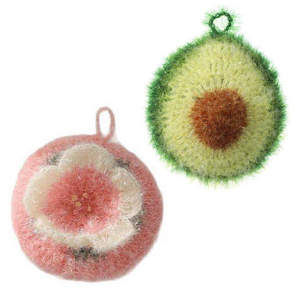 Cute Kitchen Cleaning Cloth Green Pink Scouring Pad Dishwashing Sponge Kitchen Essential