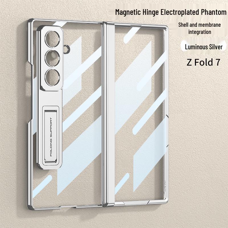

Transparent Samsung ZFold7 Case with Customizable Middle Axis and Integrated Electroplated Stand SM-Fold7