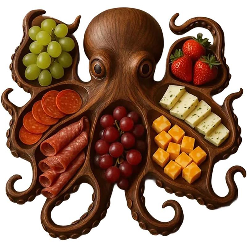 Octopus Charcuterie Platter Creative Wooden Octopus Modeling Fruit Snack Tray Table Decoration Ornaments Home Decor