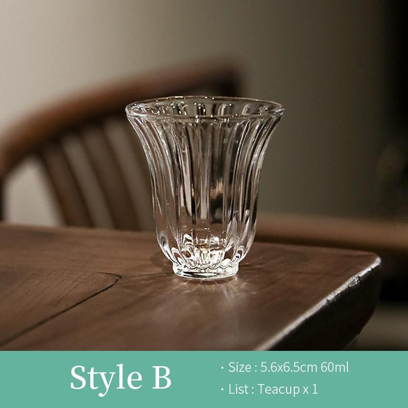 

55 мл Стакан с узором ледяной поверхности Маленькая чайная чашка Прозрачный Жаростойкий Чайный набор Кунг-фу B
