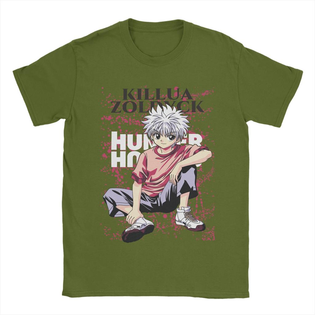 HUNTERs Killua Zoldyck Anime Tee Shirt for Men Women Printed Manga series T Shirts 100% Cotton Clothing