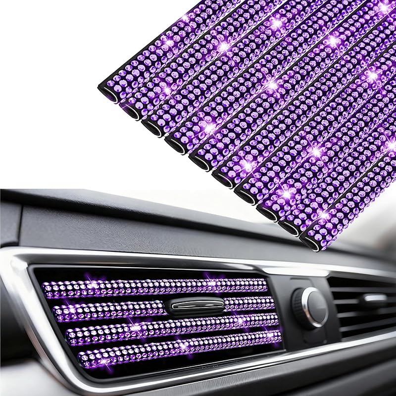NBTEPEM Bling Car Air Conditioner Decoration Strip for Vent Outlet, 10 PCS Universal Rhinestone Car Vent Outlet Trim Decorations, Bling Interior