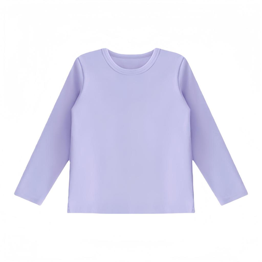 Kids' Long Sleeve Base Layer Top - Plain White or Black Pure Cotton T-shirt for Boys and Girls, Spring/Fall Wear