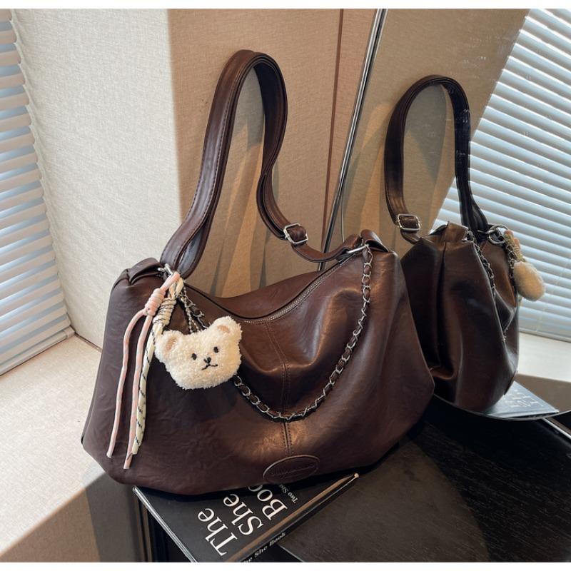 Large-capacity Retro Bag Women's Autumn and Winter New Casual Shoulder Messenger Bag Chain Pleated Tote Bag