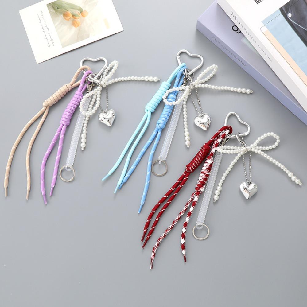 Phone Case Hanging Ornaments Heart Charms Keychain Y2k Rope Keychain Fashion Bowknot Key Ring