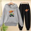 Student Uniform, Hooded Sweatshirt + Long Pants Set, Cartoon Car Pattern, 3 To 13-year-old Boys' and Girls' Sportswear,loose Set