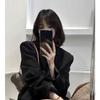 Blazer Noir Haut de Gamme Veste Femme Printemps et Automne Grande Taille Ample et Mince Cardigan Haut