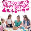 Let's Go Party Happy Birthday Banners for Women, Hot Pink Princess Banners for Girl Doll Theme Party Ladies Birthday, Cute Photo Backdrop, 21st Bday