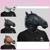 Schwarze Pferdekopfmaske Einzigartige Latex-Gesichtsbedeckung Ideal für Geburtstage und Festliche Feiern