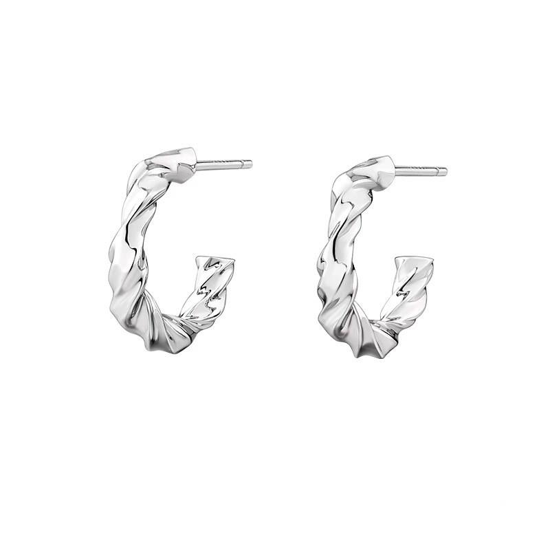 

Twist Spiral Stud Earrings Hong Kong Style French Metal Earrings High-end Large C Hoop Earrings Ins European and American Style Earrings 2026 925 silver needle