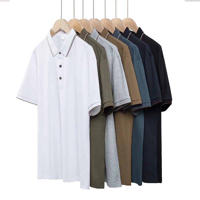 Ice silk antibacterial PO shirt men's lapel short-sleeved T-shirt business women's high-end short t summer breathable top LOGO