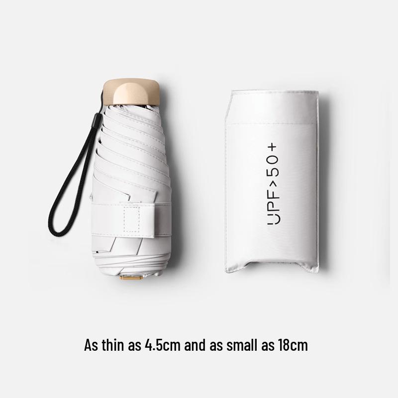 Mini 5-Fold Rain or Sun Umbrella: Compact, Thick, UV Protective Shade for Women