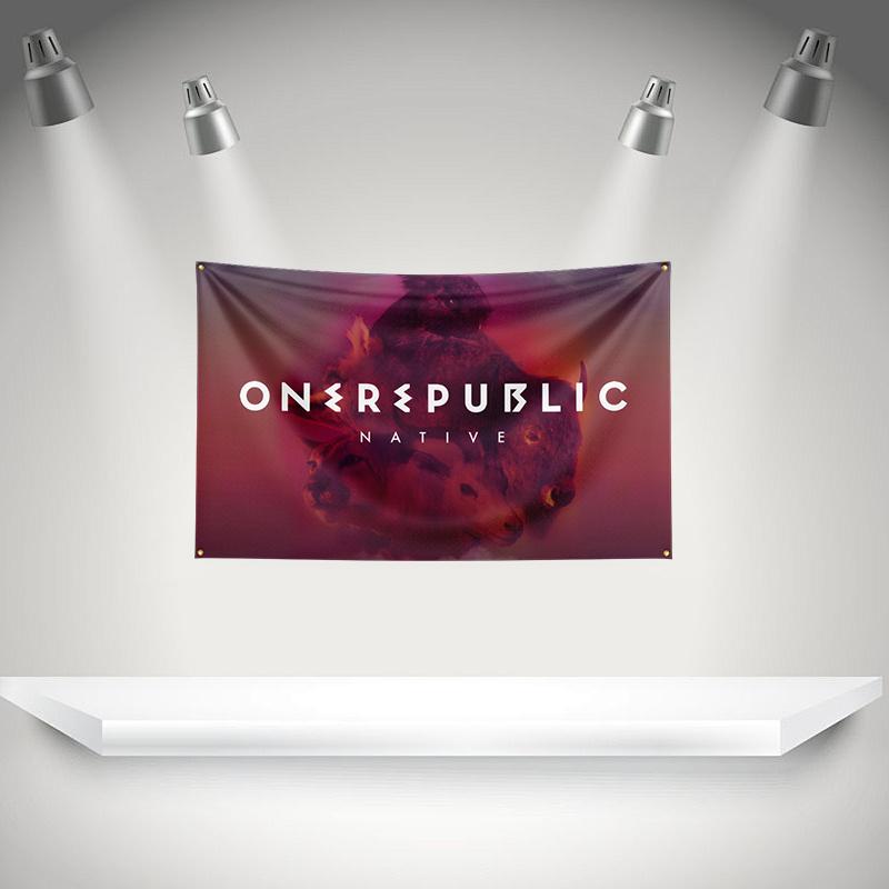 O-OneRepublic Flag Rock Music Band Banner HD Printing Tapestry Exhibition Music Band Fans Garage Decor