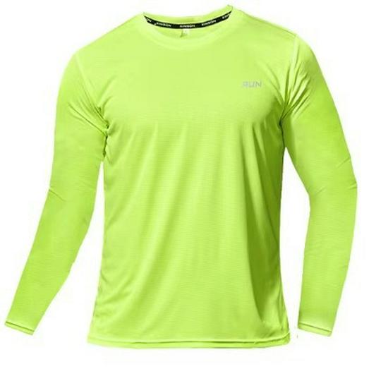 

Men s Quick-Dry Long Sleeve Fitness Top: Breathable Run & Gym Tee L флуоресцентный желтый