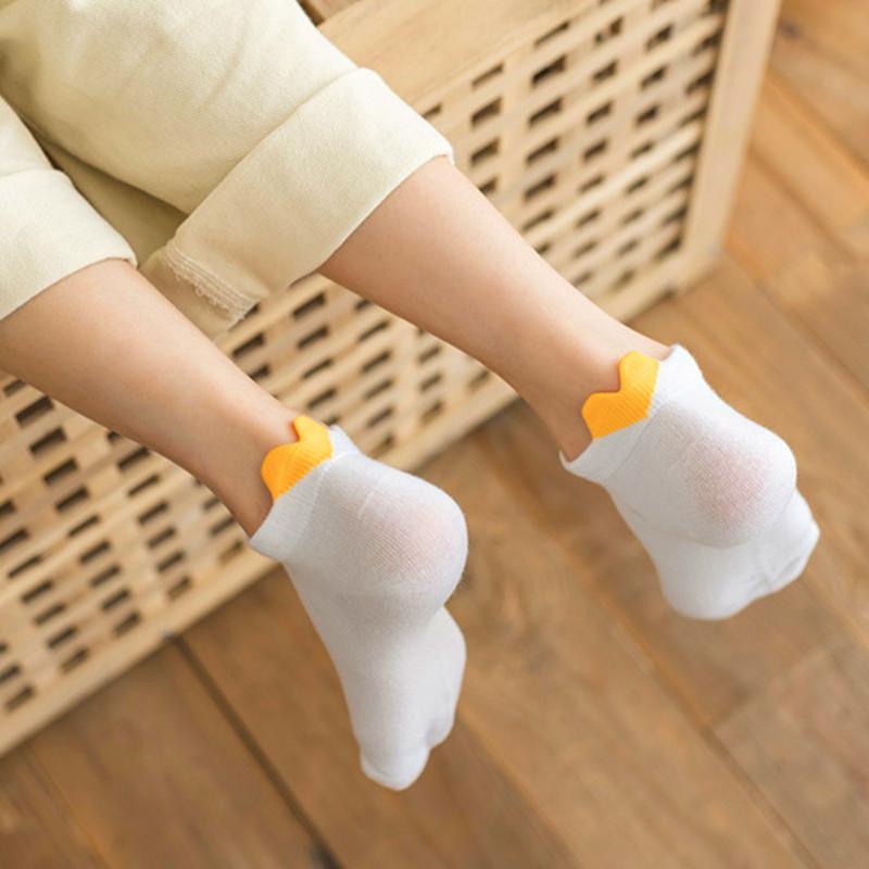 6 Pairs Women Socks Harajuku Female Cotton Ankle Socks White Heart Socks Cute Girls Students Comfortable Casual Short Socks
