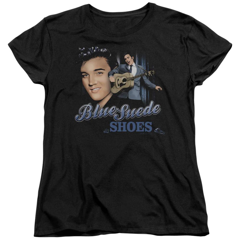 

Elvis Presley Blue Suede Shoes Womens T Shirt Black L