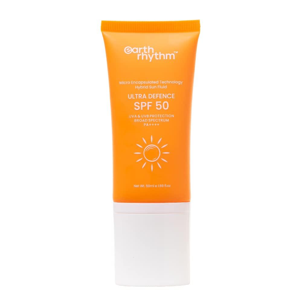 

Earth Rhythm Ultra Defence Hybrid Sunscreen SPF 50 - UVA/UVB Defence, Water-Resistant, Matte, Oxybenzone-Free