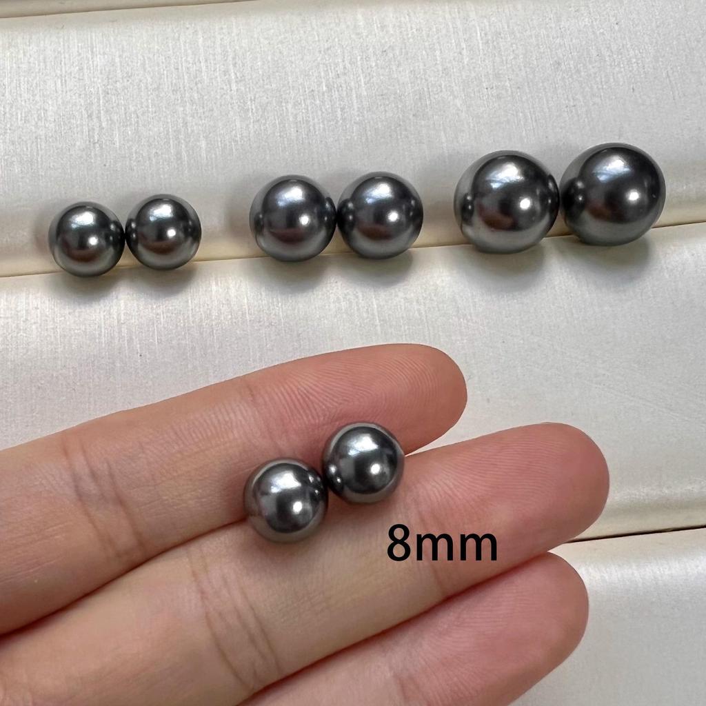 Elegant 8-14MM Mantou Pearl Stud Earrings with Gold Pins - High-Quality, Simple Design