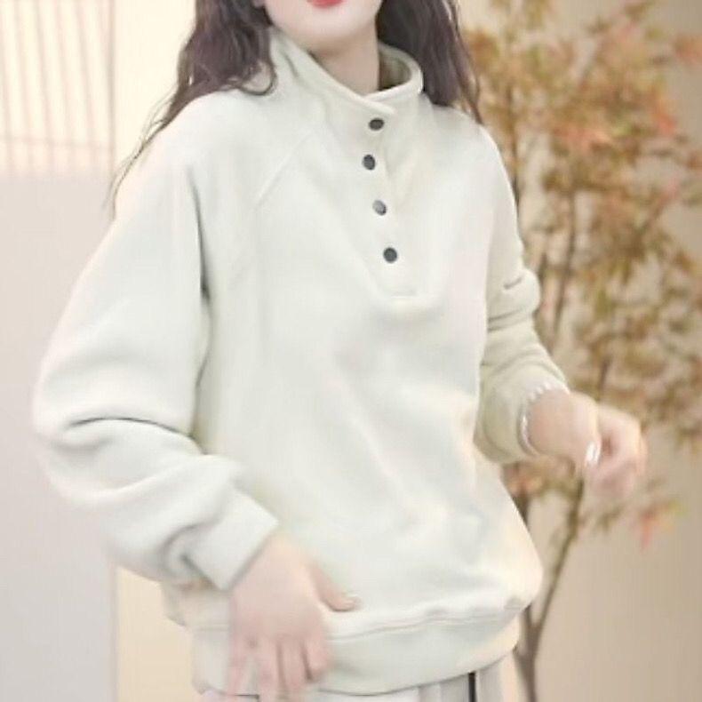 Doppelseitiges Fleece Herbst/Winter Halbochkragen Sweatshirt - Warm, Vielseitig, Schlankmachend, Locker sitzendes Übergrößen-Oberteil.