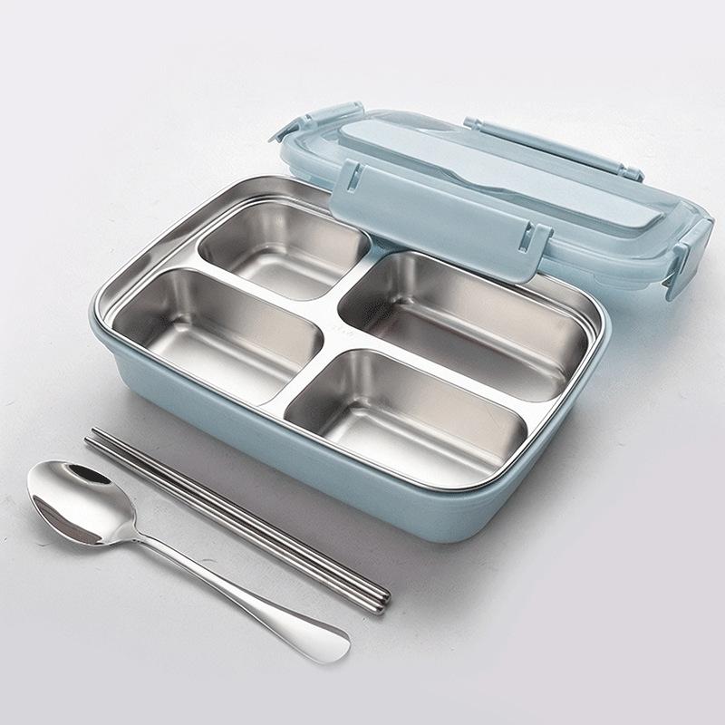 Multi-Compartment Stainless Steel Bento Box - No Flavor Mixing, Microwave Safe, Ideal for Students and Office Workers, Portable Lunch Solution