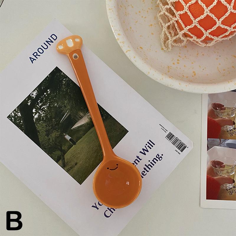 

Милая керамическая ложка для супа для торта Kawaii корейская расписанная вручную десертная ложка для мороженого с длинной ручкой кухонные принадлежности для стола B