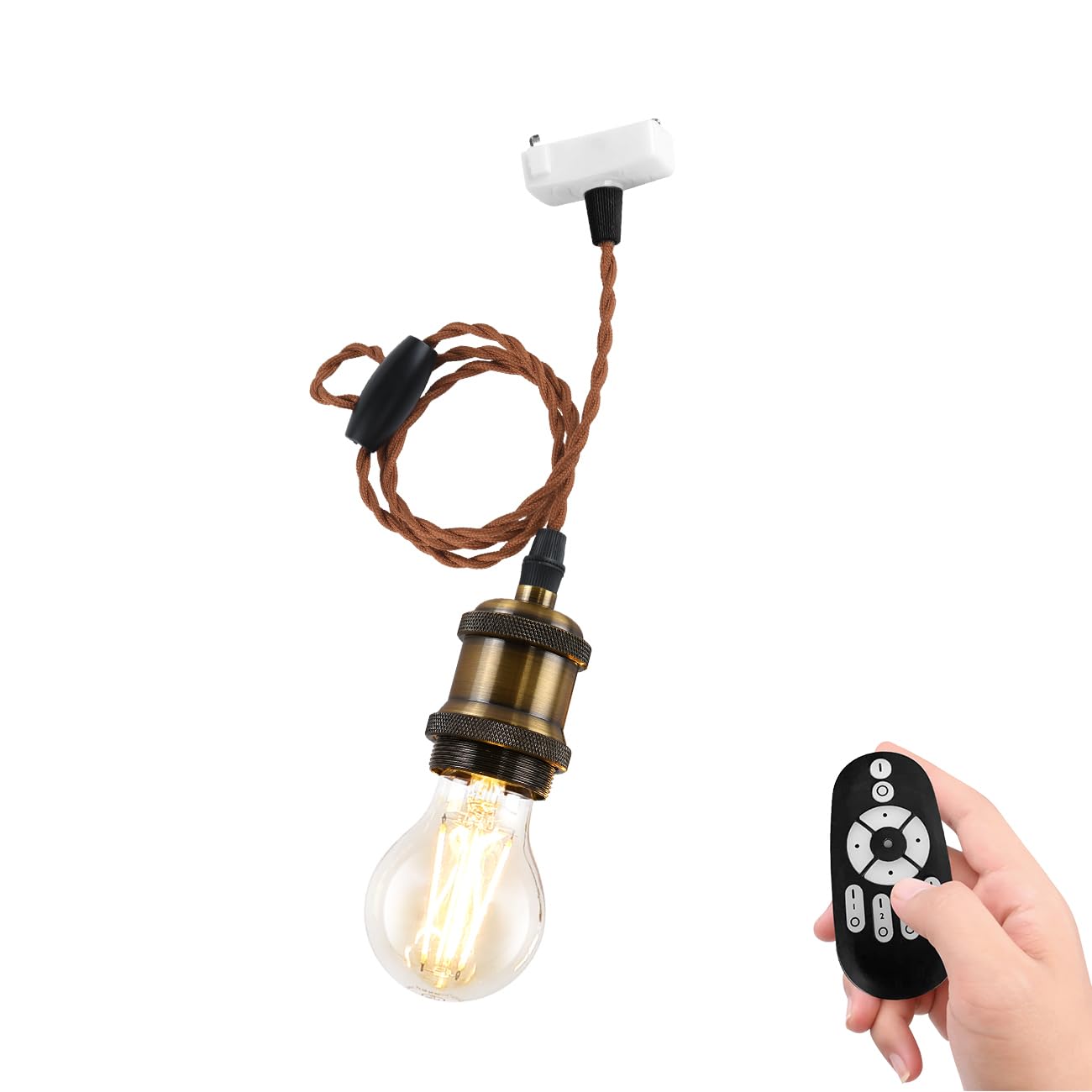 

Pendant light with E26 base, 60W LED bulb, dimmable, 806LM, remote control, daylight, warm white, warm white, night light, wide beam spread,