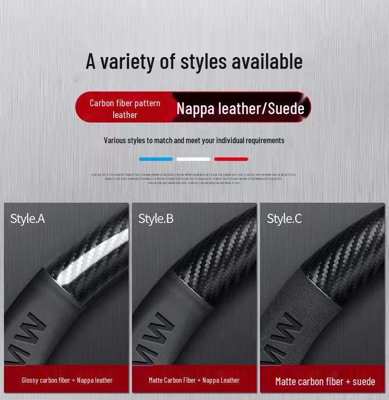 Carbon Fiber Suede Steering Wheel Cover for BMW 3, 4, 5, 7 Series & X1-X7 Models