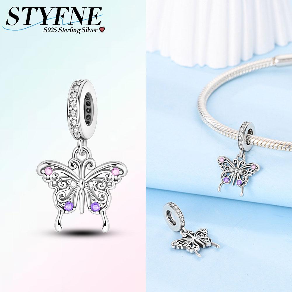 

Charms Copper Elegant Hollowed-Out Butterfly Pendants Fit Charms Plata Original Bracelet Women Jewellery Making Gifts