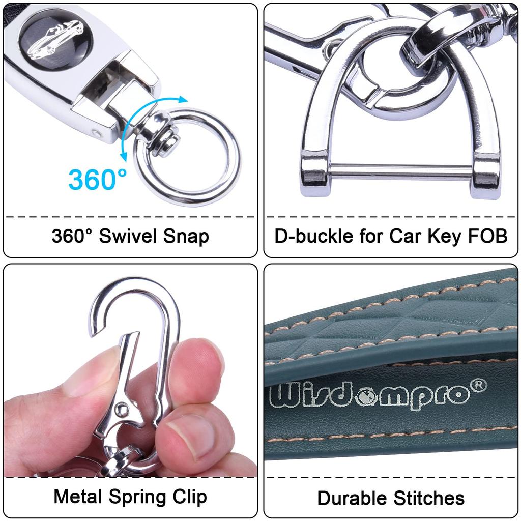 Car PU Smart Key [Wisdompro] Keychain, Leather, Anti-Loss, Compatible, Stylish, Unisex, Gray/Blue