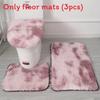 Non Dye Tie Slip Mat Fluffy Plush Bathroom Toilet Seat Cover Carpet 3 Piece Set