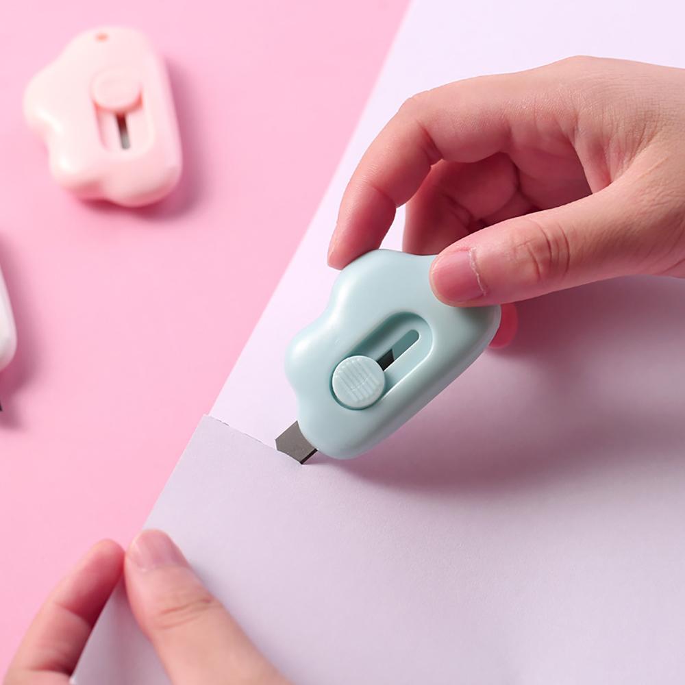 Cute Cloud Color Mini Portable Utility Knife Paper Cutter Cutting Paper Razor Blade Office Stationery Cutting Supplies