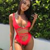Dámské plavky Jednobarevné Stahovací šňůrka na zádech Kravata Sexy Vystřihovánka Tanga Jednodílné Plavky Bikiny Plážové oblečení Plavky