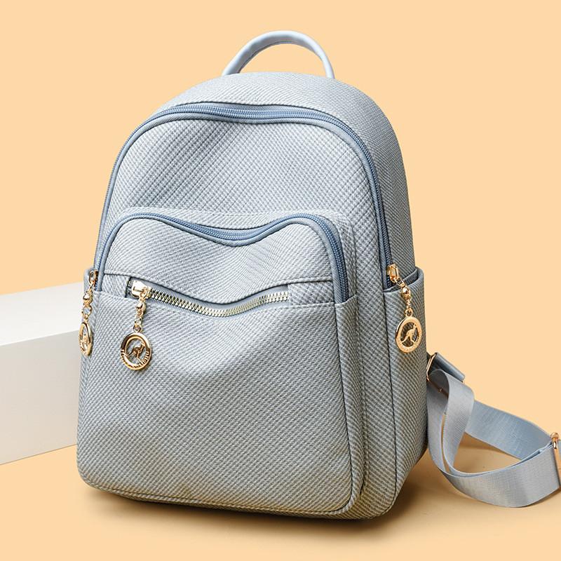 IELGY Ladies Large-Capacity Solid Color Temperament Fashion Backpack Casual Korean Simple Travel Backpack