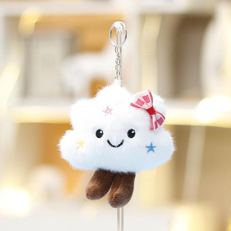 White Cloud Plush Toy With Keyring For Girls Bag Pendant And Gift