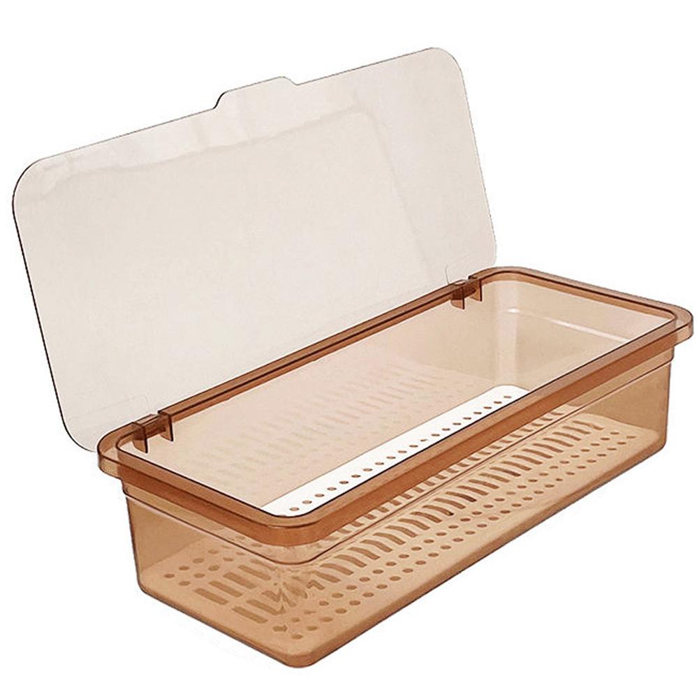 Tea Set Storage Box Transparent Cutlery Tray With Lid Drain Large Capacity Dustproof Cutlery Holder Desktop Dustproof With Cover