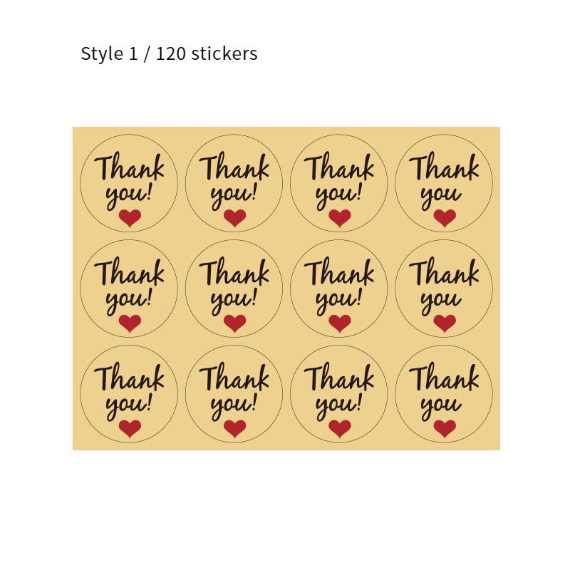 120 Stickers Kraft Paper Thank You Stickers3.8cm Thank youSealing Sticker Adhesive Label Stickers