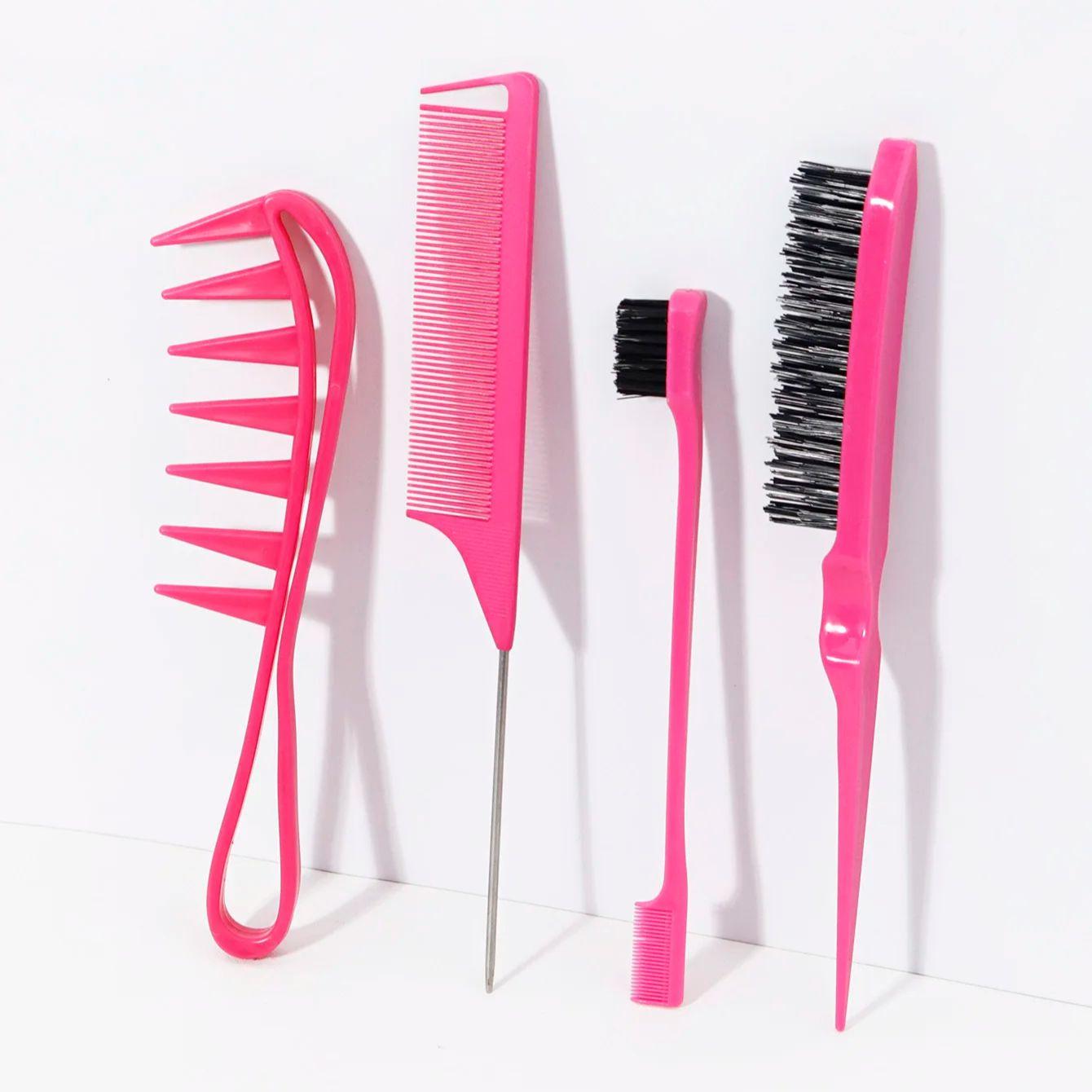 

4pcs Professional Comb Set, Wide Tooth Knotting Comb Tool, Shaped Design, Sturdy Structure,Special for real hair wigs