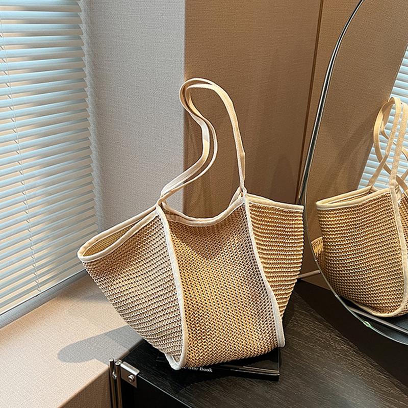 

Модные Вязаные Крючком Сумки для Женщин Летняя Пляжная Сумка-Тоут Рафия Эстетичные Сумки-Тоут Соломенная Сумка на Плечо Богемный Бохо Плетеная Вязаная Сумка на Плечо 20x12x30cm