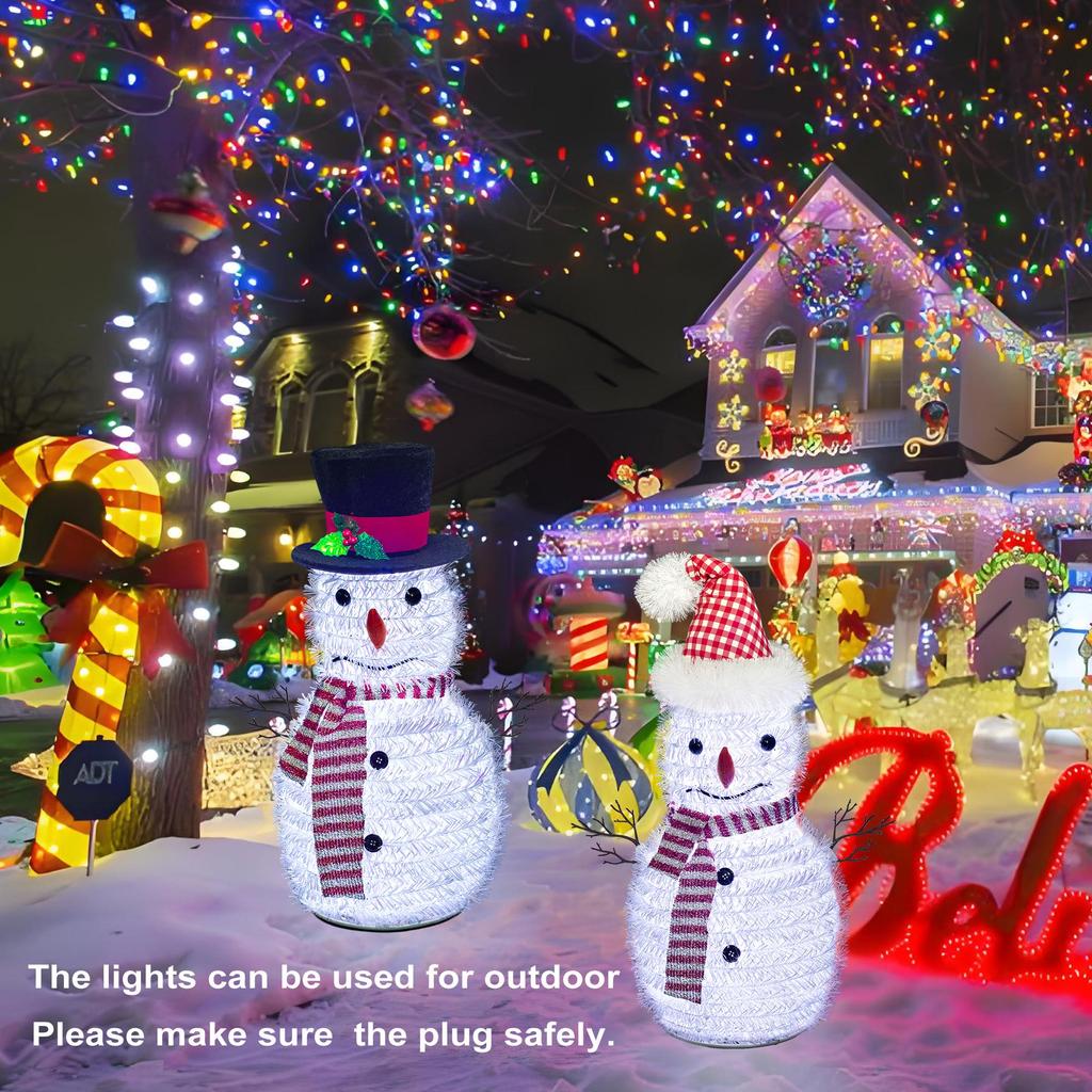 60 cm kaltweiß beleuchteter Pop-Up-Schneemann als Tischdekoration für die Feiertage und Weihnachten