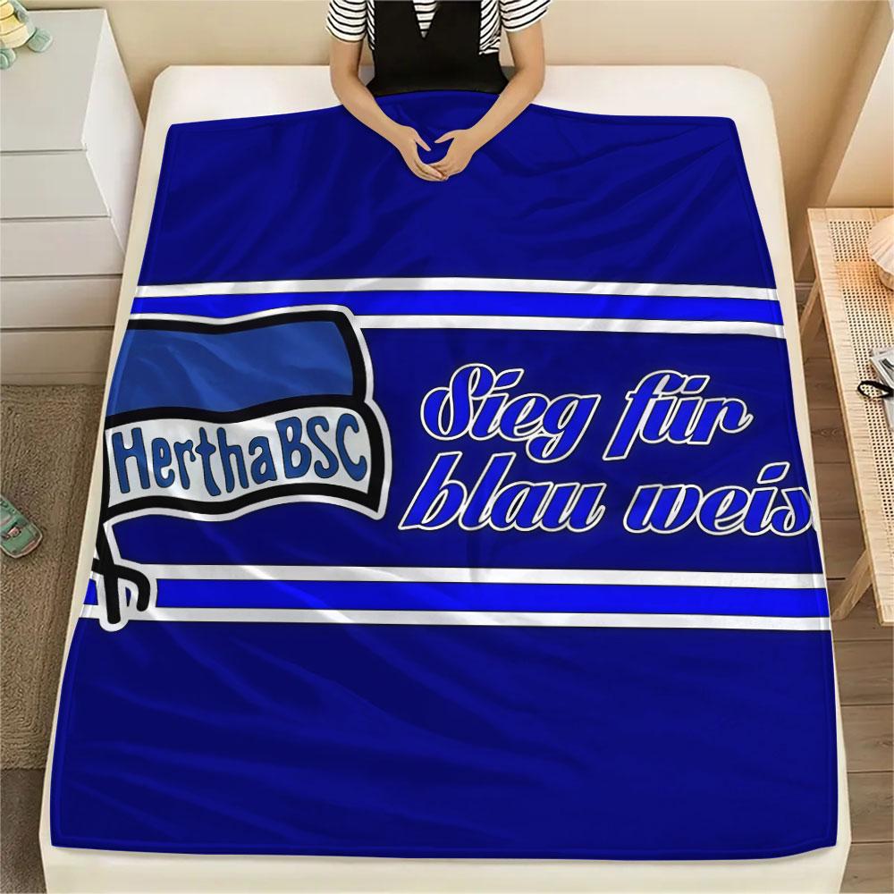 1PC Hertha BSC Patterned Flannel Blanket Suitable For All Seasons for Home Decor Warmth and Comfort Gifts Holiday Present