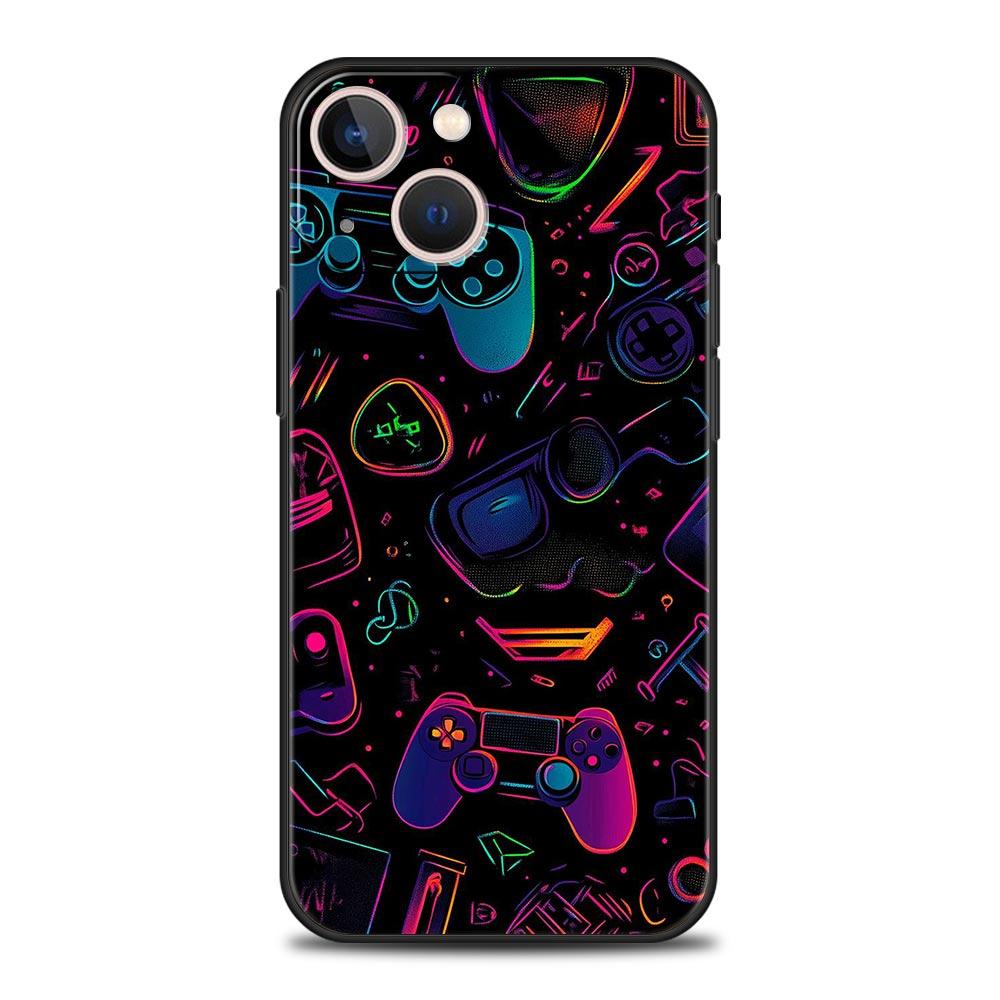 Game Controller Graphic Phone Case Cover for iPhone 17 16 15 14 13 12 11 Pro Max 17 Air Plus Shockproof Soft TPU Shell Funda Bag