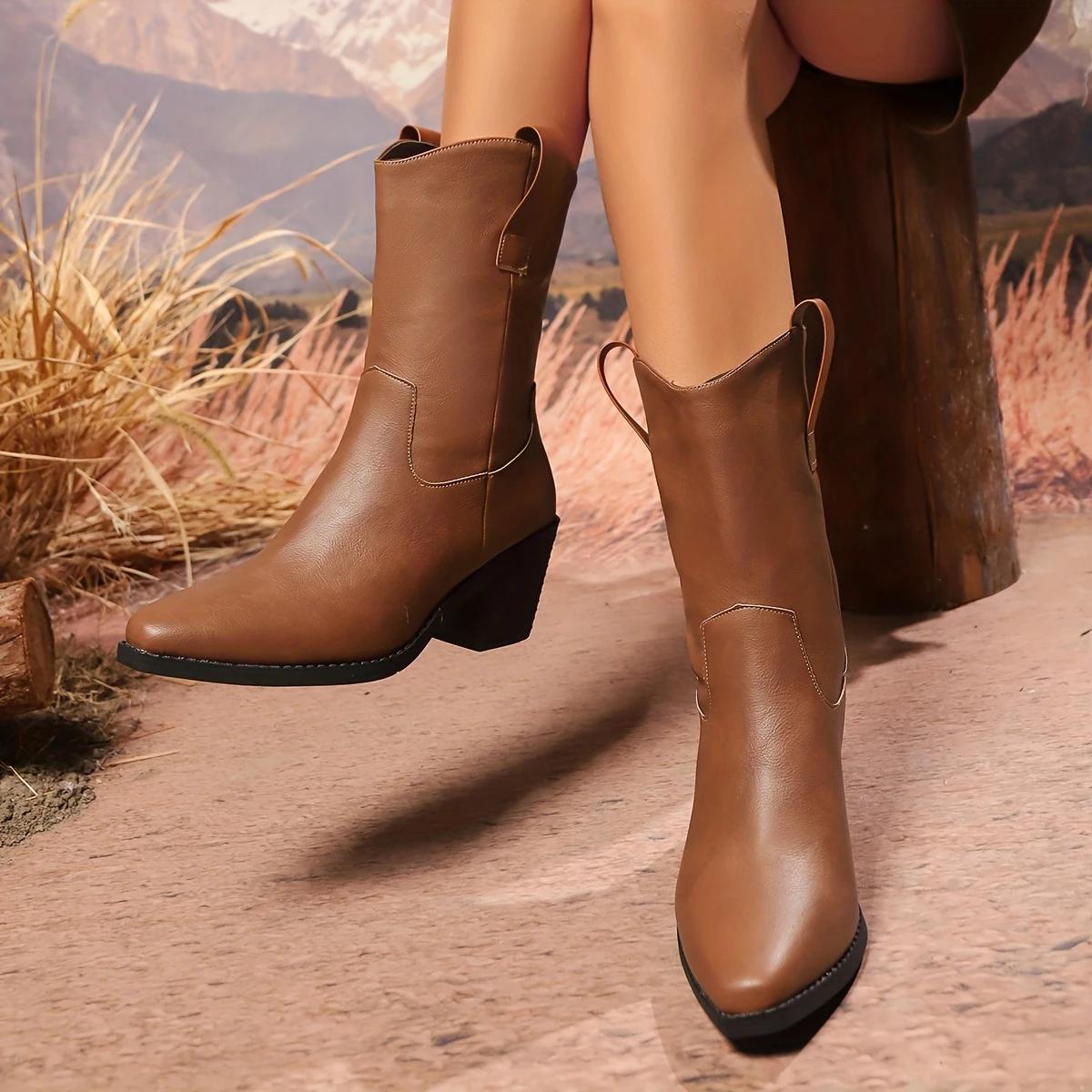 

Elegant Pointed and Comfortable Winter Party Boots Women Fashionable New Temperament Wear-resistant High-heeled Boots for daily use 36