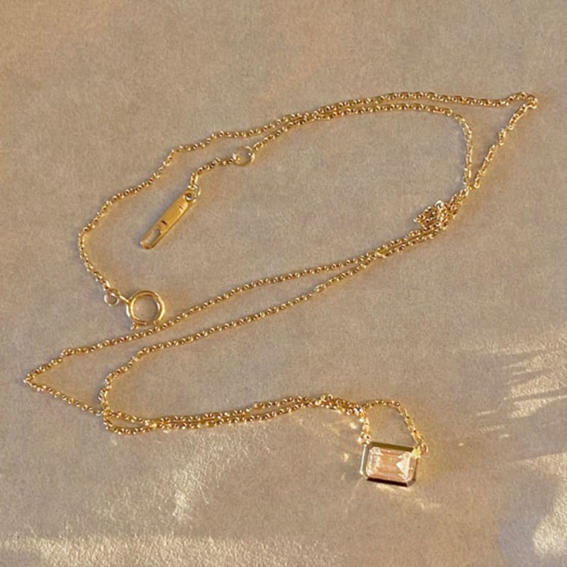 Taupe [Exclusive] 14k Gold Monet Earrings - Square Cubic Pendant Gold Earrings